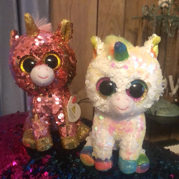 (2) Small TY Beanie Baby Unicorn 🦄 Stuffed Toys - Picture 3 of 17